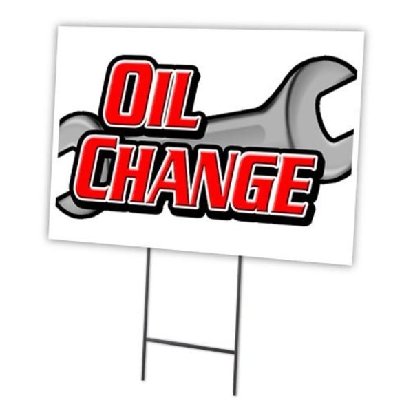 Signmission Oil Change Yard Sign & Stake outdoor plastic coroplast window, C-2436 Oil Change C-2436 Oil Change